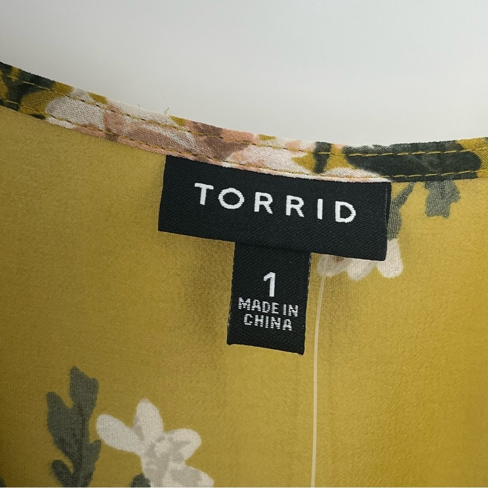 Torrid 1X Floral High Low Yellow Sheer Maxi Dress 0127 Slip Underneath mustard - Picture 6 of 14
